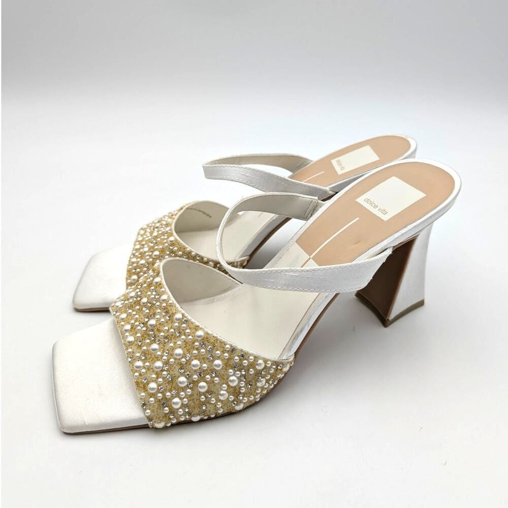 Dolce Vita Nasia Rhinestone Heel Sandals Women's White Size US10 EU40.5